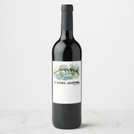 Etiqueta Para Botella De Vino Serie de Acuarela: Zander/Lubina