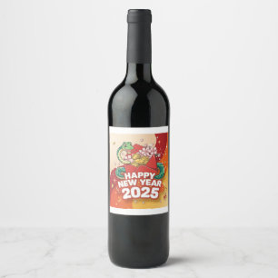 Etiqueta Para Botella De Vino Serpiente china de Año Nuevo