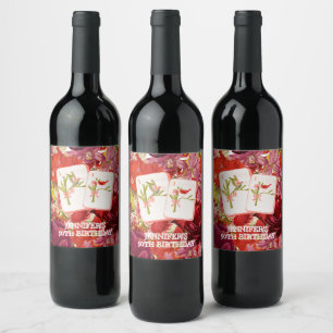 Etiqueta Para Botella De Vino Servilletas de teja rojas de Mahjong para decoraci