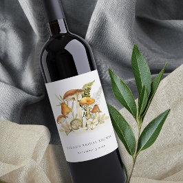 Etiqueta Para Botella De Vino Setas Naranja Óxido Helecho Follaje Despedida de S