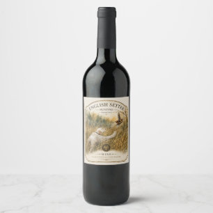 Etiqueta Para Botella De Vino Setter inglés, caza de chocha