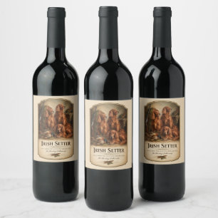 Etiqueta Para Botella De Vino Setter Irlandés ,Arte