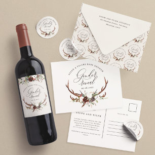 Etiqueta Para Botella De Vino Sexo estag floral rústico revelar ducha de bebé