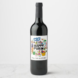 Etiqueta Para Botella De Vino Shaloch Manot - Blanco personalizado