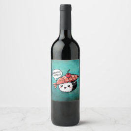 Etiqueta Para Botella De Vino shrimply el mejor sushi kawaii