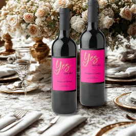 Etiqueta Para Botella De Vino Sí Hacemos Boda de oro rosado caliente