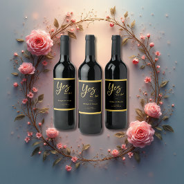 Etiqueta Para Botella De Vino Sí, hacemos elegante Boda de oro negro