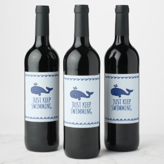 Etiqueta Para Botella De Vino Sigue Nadando Ballena