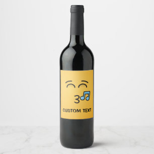 Etiqueta Para Botella De Vino Silbando cara con ojos sonrientes