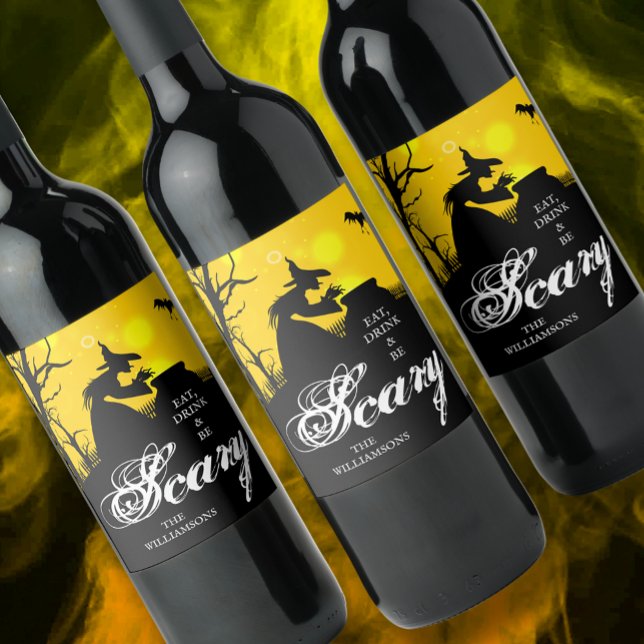 Etiqueta Para Botella De Vino Silhouette Halloween (Subido por el creador)