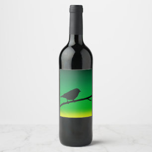 Etiqueta Para Botella De Vino Silueta de gorrión sobre limoneno