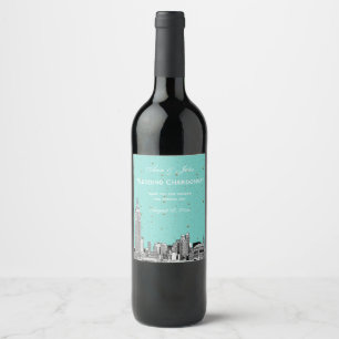 Etiqueta Para Botella De Vino Silueta de la ciudad de Nueva York Grabada Estrell