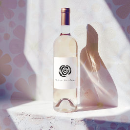 Etiqueta Para Botella De Vino Silueta de rosa negra gótica tinta