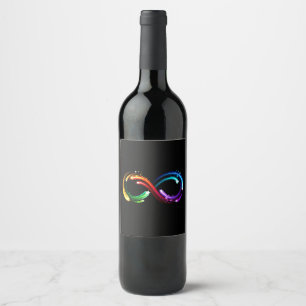 Etiqueta Para Botella De Vino Símbolo de infinito de cometas de arcoíris