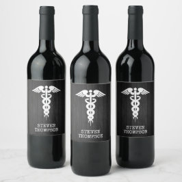 Etiqueta Para Botella De Vino Símbolo médico personalizado Enfermero Médica Cadu