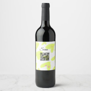 Etiqueta Para Botella De Vino Simple amarillo acuarela agregar código Q R escane