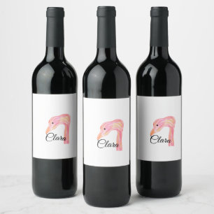Etiqueta Para Botella De Vino Simple cisne cara rojo rosa acuarela animal person
