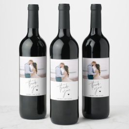 Etiqueta Para Botella De Vino Simple escritura moderna corazón agradecimiento bo