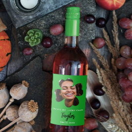 Etiqueta Para Botella De Vino Simple Green Lucky In Love Four Leaf Clover Photo