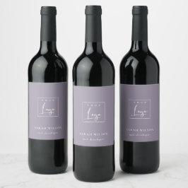 Etiqueta Para Botella De Vino Simple Lila Oscuro Logotipo Empresarial de Promoci