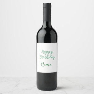Etiqueta Para Botella De Vino simple minimal feliz cumpleaños añade tu nombre