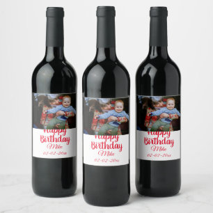Etiqueta Para Botella De Vino simple personalizado feliz invitación para foto d