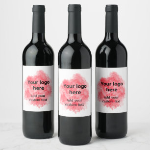 Etiqueta Para Botella De Vino Simple rojo acuarela agregue su logotipo texto per