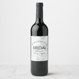 Etiqueta Para Botella De Vino Simple Script de Mármol Elegante Ducha NUPCIAL