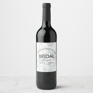 Etiqueta Para Botella De Vino Simple Script de Mármol Elegante Ducha NUPCIAL