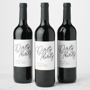 Etiqueta Para Botella De Vino Simple y sucio 30 cumpleaños personalizado