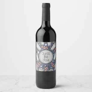 Etiqueta Para Botella De Vino Simplemente sé tú - ilustración a mano alzada
