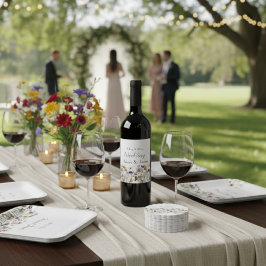 Etiqueta Para Botella De Vino Sinfonía de flores silvestres: Arte vibrante de ac