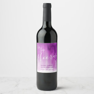 Etiqueta Para Botella De Vino Sip Sip hooray boda mauve púrpura