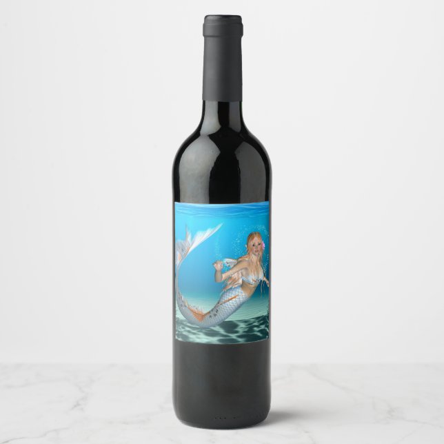 Etiqueta Para Botella De Vino Sirena Encantadora (Anverso)