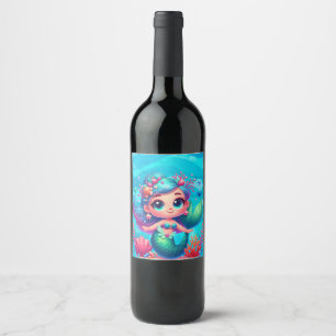 Etiqueta Para Botella De Vino Sirena submarina