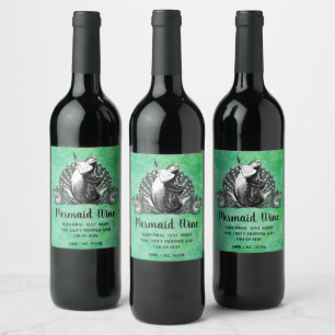 Etiqueta Para Botella De Vino Sirenita vintage con azaderas