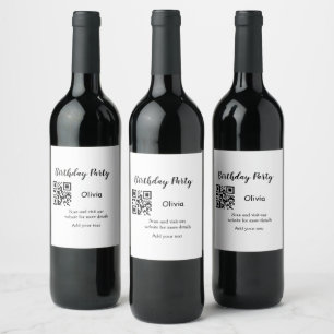 Etiqueta Para Botella De Vino sitio web de fiesta de cumpleaños simple código de