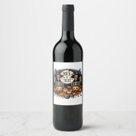 Etiqueta Para Botella De Vino Skeleton Trick-or-TreatFood and Beverage Label Set