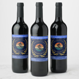 Etiqueta Para Botella De Vino Ski Big Sky, Montana - Esquiador masculino, Golden