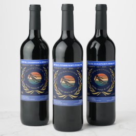 Etiqueta Para Botella De Vino Ski Big Sky, Montana - Esquiadora, texto amarillo