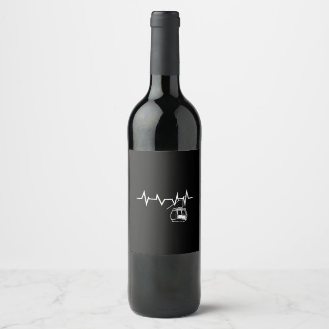 Etiqueta Para Botella De Vino Ski Lift Heartbeat Skier (Anverso)
