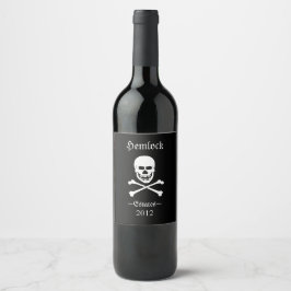 Etiqueta Para Botella De Vino Skull Crossbone Hemlock Estates Funny Hogar Vino