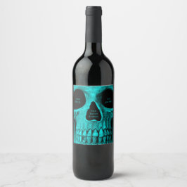 Etiqueta Para Botella De Vino Skull Gothic Oscuro Verde azulado Negro Macabre Ta