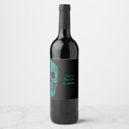 Etiqueta Para Botella De Vino Skull Gothic Oscuro Verde azulado Negro Macabre Ta