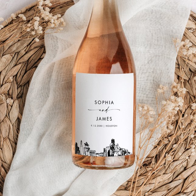 Etiqueta Para Botella De Vino Skyline de Houston (Subido por el creador)