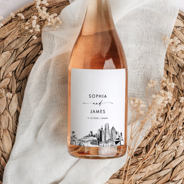 Etiqueta Para Botella De Vino Skyline de Miami (Subido por el creador)