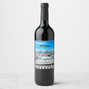 Etiqueta Para Botella De Vino Skyline de Milán