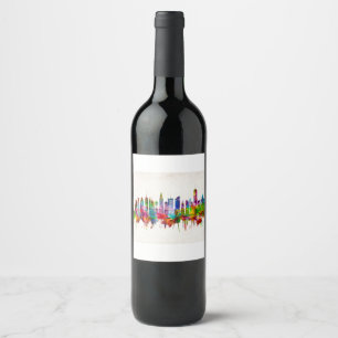 Etiqueta Para Botella De Vino Skyline de Nueva York