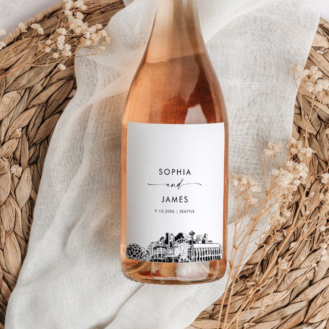 Etiqueta Para Botella De Vino Skyline Seattle (Subido por el creador)