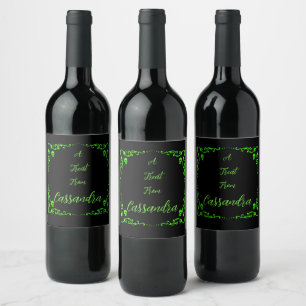 Etiqueta Para Botella De Vino Slime Verde de Halloween Personalizado
